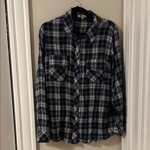 Blue and White Plaid Shirt